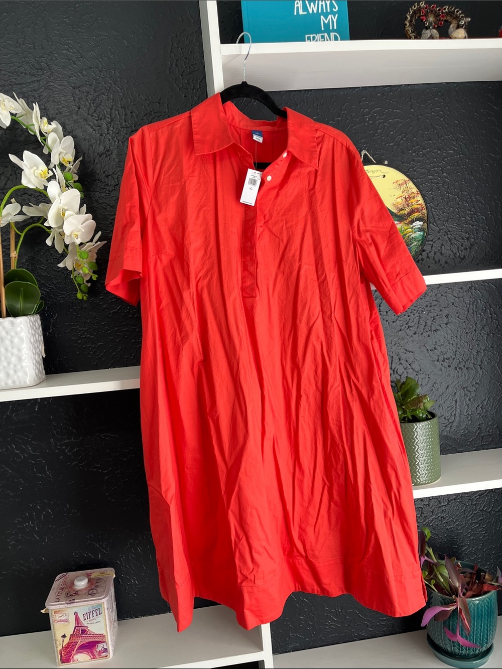 Old Navy Red orange Short-Sleeve Button-Down Casual Shirt